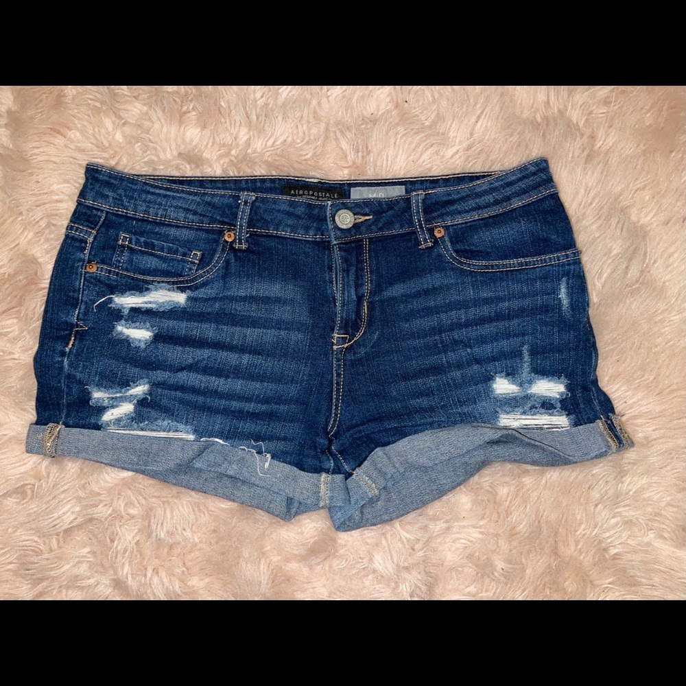 Aeropostale midi dark wash ripped shorts size: 10